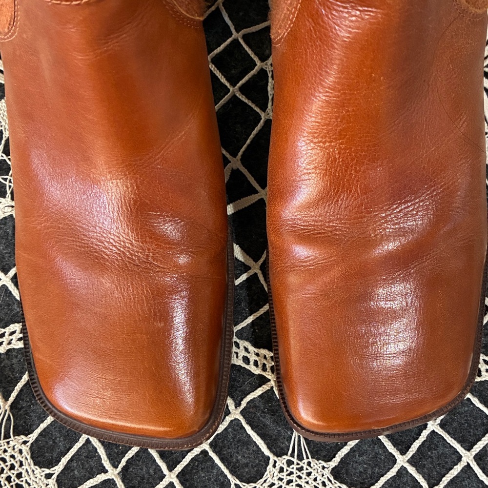 Sam Edelman Tan Marci Leather Heeled Pull -On Sock Boots, 8.5 - Picture 3 of 8